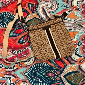 Coach Brown Crossbody Bag with Textured Design